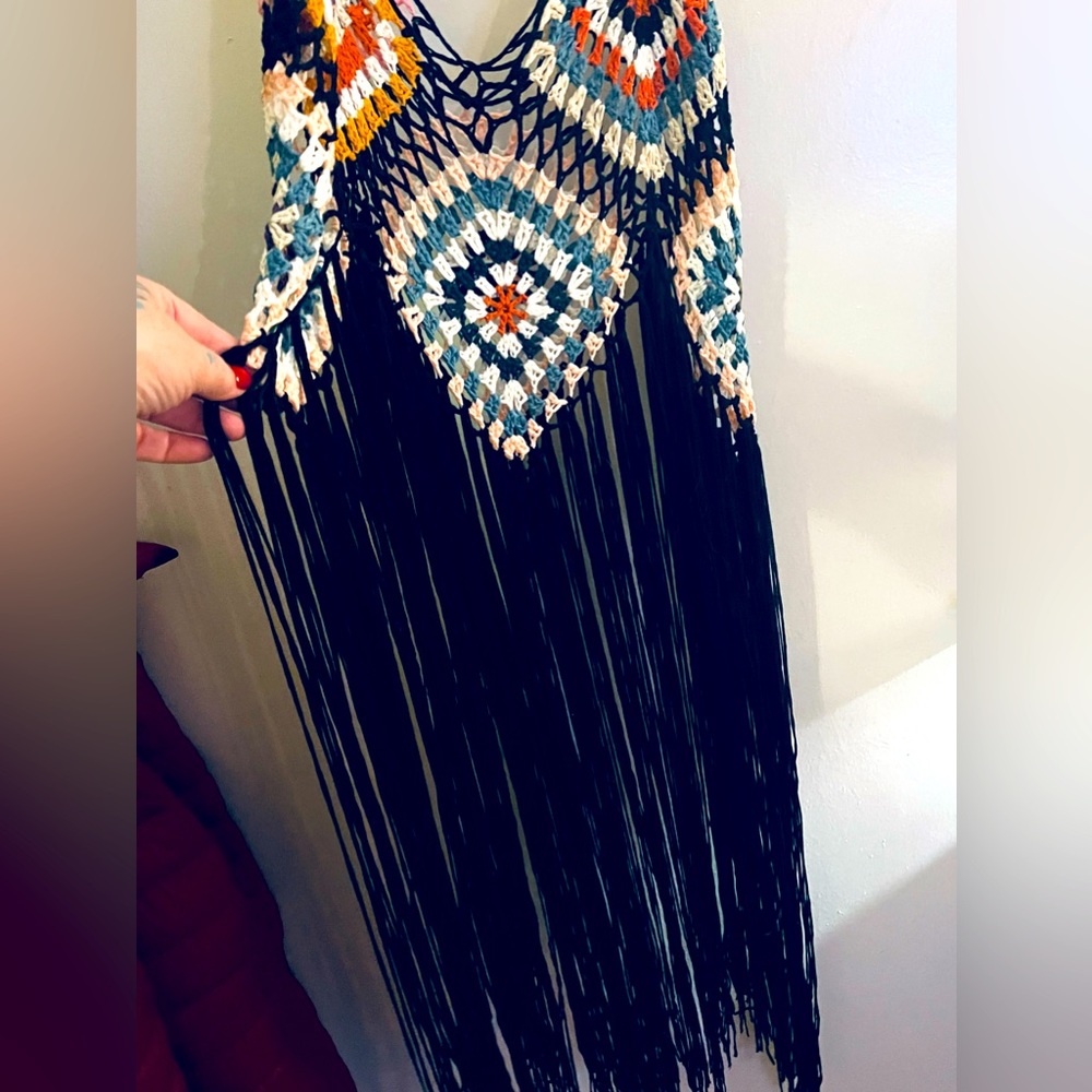 Crochet fringe boho, hippy chic top